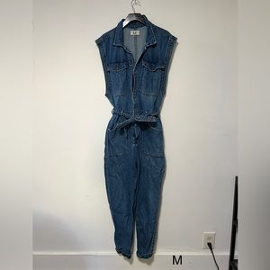 Free people denim sleeveless jumpsuit in medium